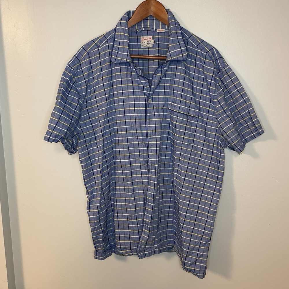 J. Crew Broken-In Oxford Shirt Mens XL Blue Plaid Button Short Sleeve